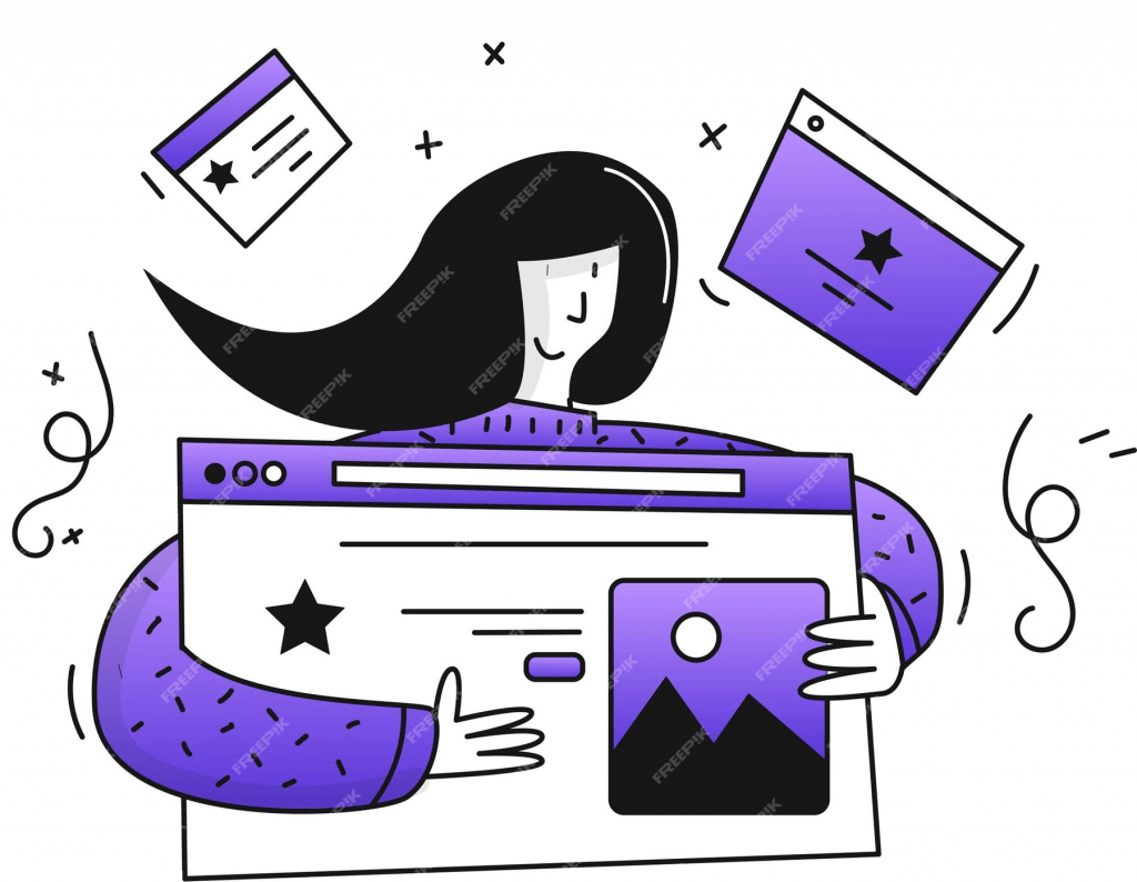 illustration-woman-holding-blank-website-with-space-text_1029234-376